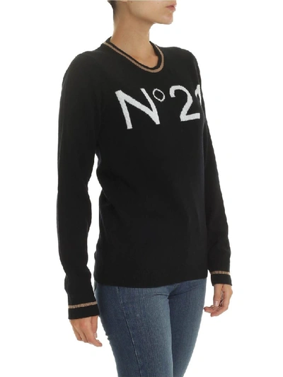 Shop N°21 - Sweater With Logo Intarsia In Black