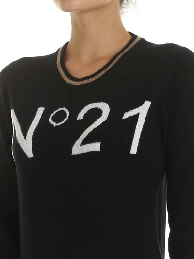 Shop N°21 - Sweater With Logo Intarsia In Black