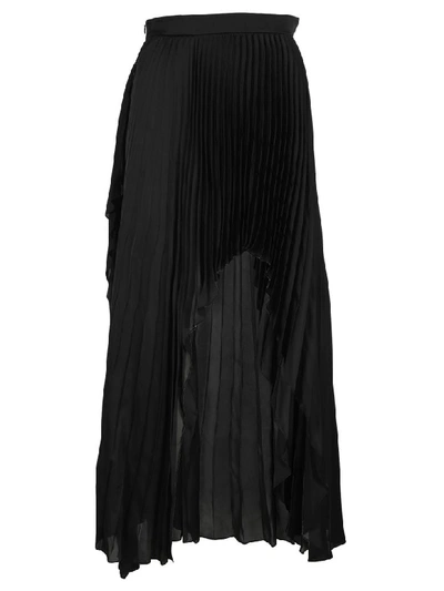 Shop Stella Mccartney Asymmetric Pleated Skirt In Black