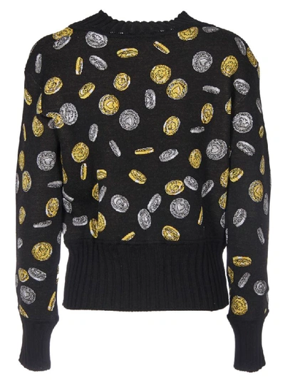 Shop Moschino Pullover With Coin In Black