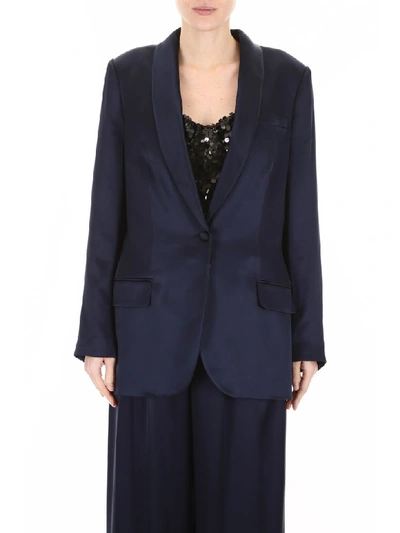 Shop Tory Burch Satin Blazer In Tory Navy (blue)