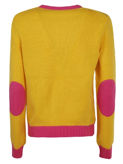 Shop Tory Burch Colorblock Cardigan In Lemon Drop/fire Pink