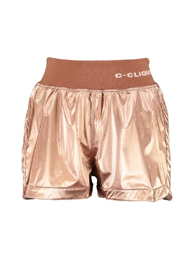 Shop Pinko Orientare Laminated Shorts In Bronze