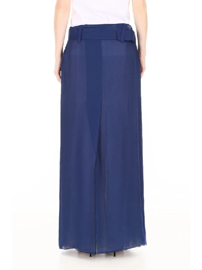 Shop Prada Long Crepon Skirt In Inchiostro (blue)