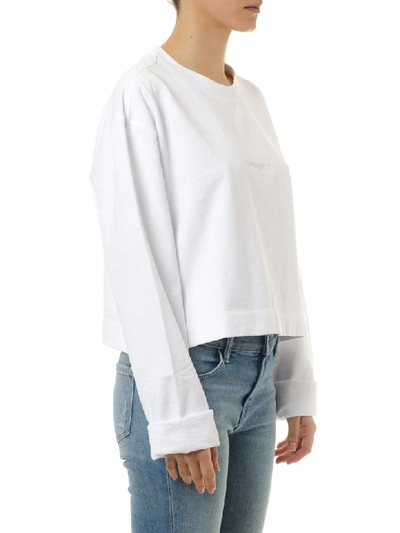Shop Acne Studios White Cotton Logo Sweatshirt