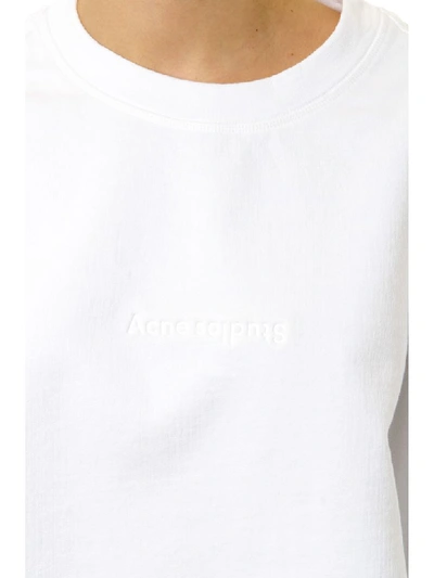 Shop Acne Studios White Cotton Logo Sweatshirt