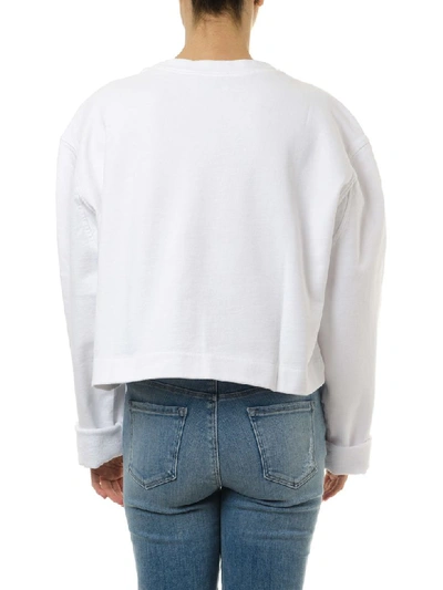 Shop Acne Studios White Cotton Logo Sweatshirt