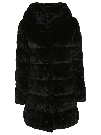 Shop Save The Duck Furry Hooded Padded Parka In Black