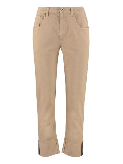 Shop Brunello Cucinelli Cropped-fit Jeans In Camel