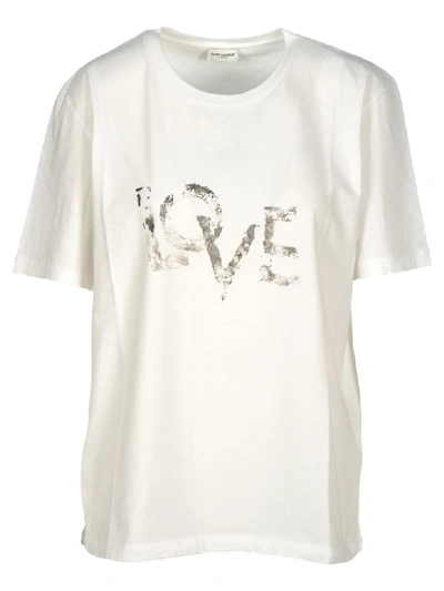 Shop Saint Laurent Faded Love Printed T-shirt In White