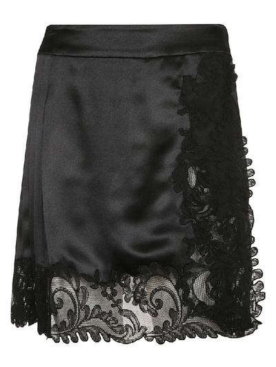 Shop Versace Laced Mini Skirt In Black