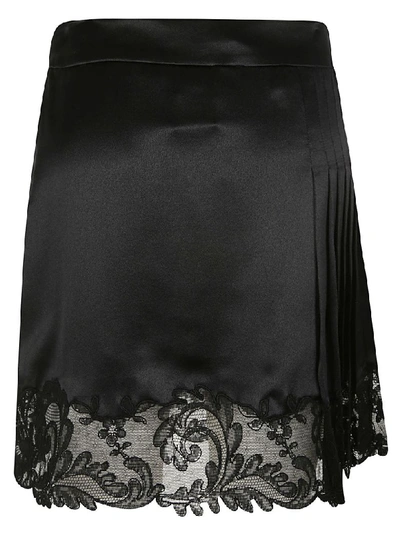 Shop Versace Laced Mini Skirt In Black