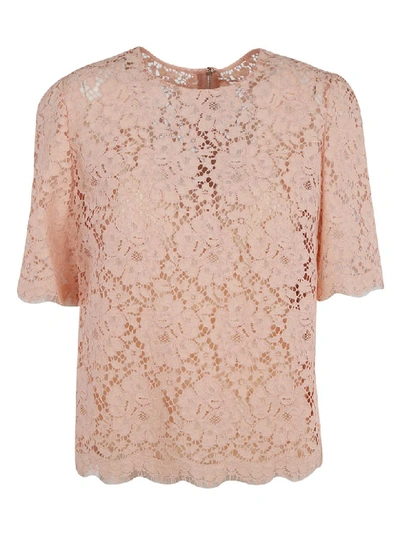 Shop Dolce & Gabbana Lace Detail Top In Pink