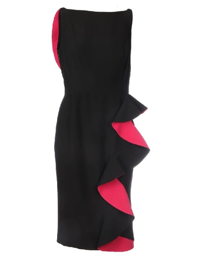 Shop Alexander Mcqueen Open Bck Ruff Dress In Black Orchid Pink