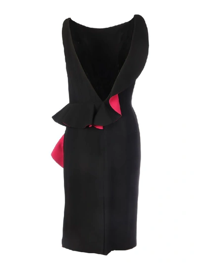 Shop Alexander Mcqueen Open Bck Ruff Dress In Black Orchid Pink