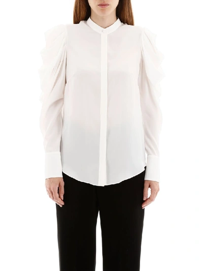 Shop Alexander Mcqueen Shirt With Draped Sleeves In Light Ivory (white)