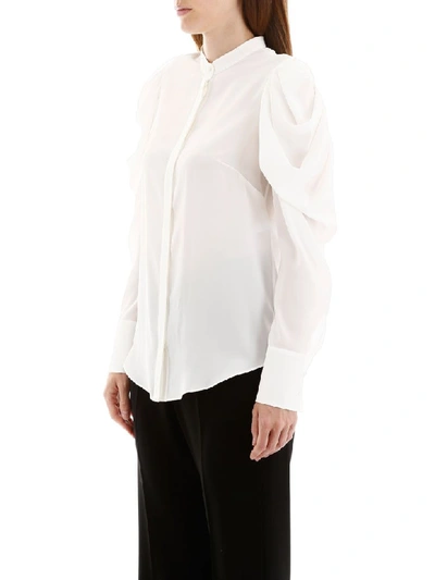 Shop Alexander Mcqueen Shirt With Draped Sleeves In Light Ivory (white)