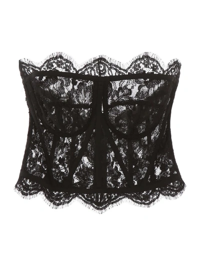 Shop Dolce & Gabbana Lace Bustier Top In Nero (black)