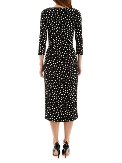 Shop Dolce & Gabbana Polka Dots Midi Dress In Pois Coriandolo (black)