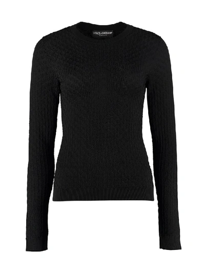 Shop Dolce & Gabbana Open-work Pullover In Black