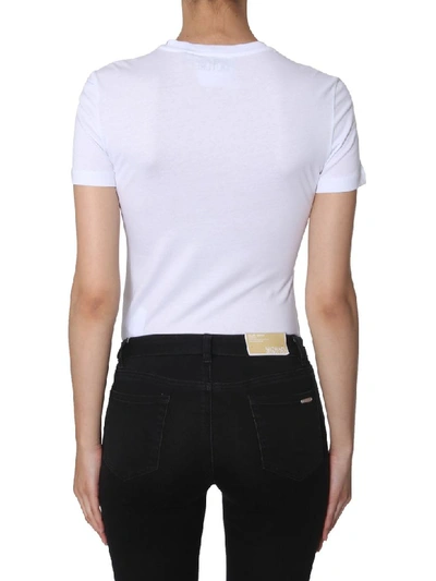 Shop Versace Jeans Couture Logo Embossed T-shirt In Bianco