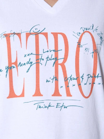 Shop Etro V-neck T-shirt In Bianco