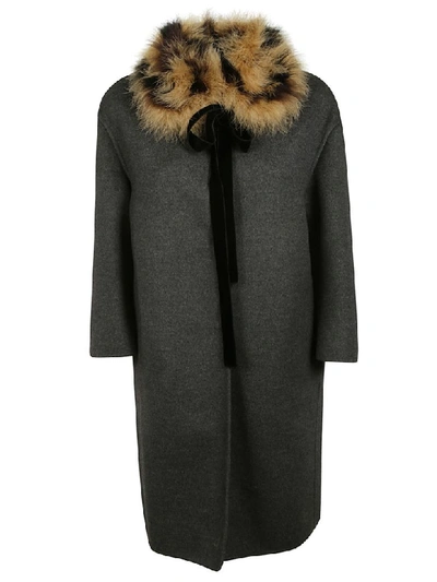 Shop Prada Faux Fur Coat In Black