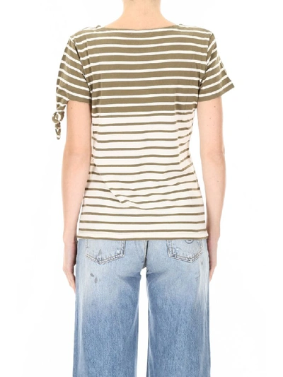 Shop Jw Anderson Striped T-shirt In Khaki Stripe (white)