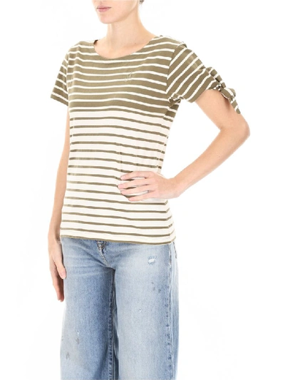 Shop Jw Anderson Striped T-shirt In Khaki Stripe (white)