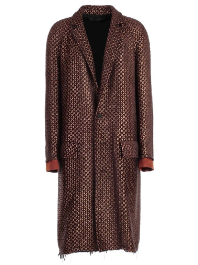 Shop Haider Ackermann Cappotto Jacquard In Ivy Chocolate
