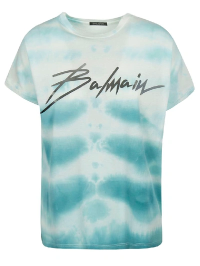 Shop Balmain Tie-dye T-shirt In Blue