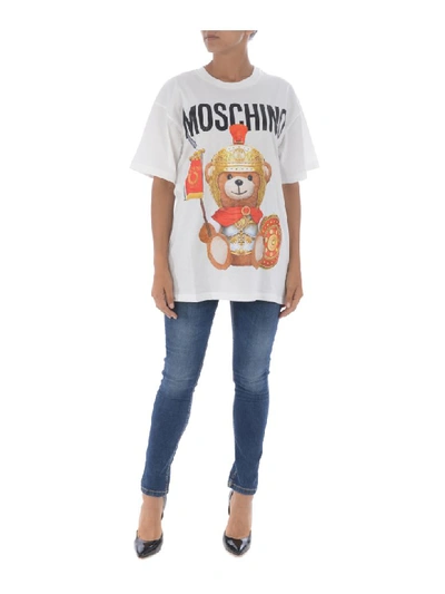 Shop Moschino Short Sleeve T-shirt In Bianco Latte