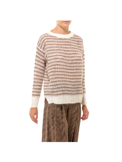 Shop Theory Alpaca Stripe Sweater In Beige