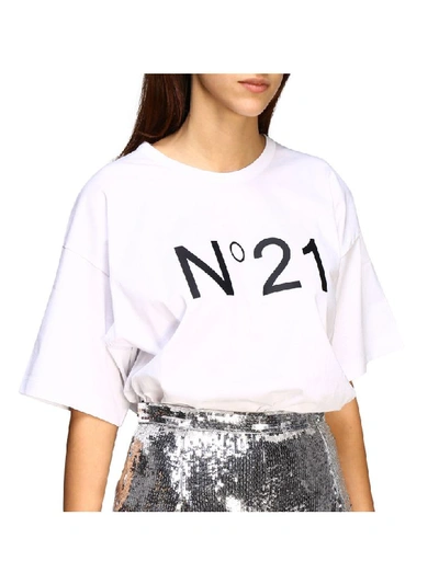 Shop N°21 N° 21 T-shirt N &deg; 21 Over T-shirt With Logo Print In White