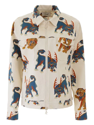 Shop Kirin Haetae Denim Jacket In Egret Multi (white)