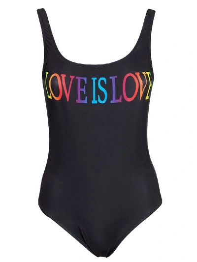 Shop Alberta Ferretti Love Is Love Swimsuit In Black