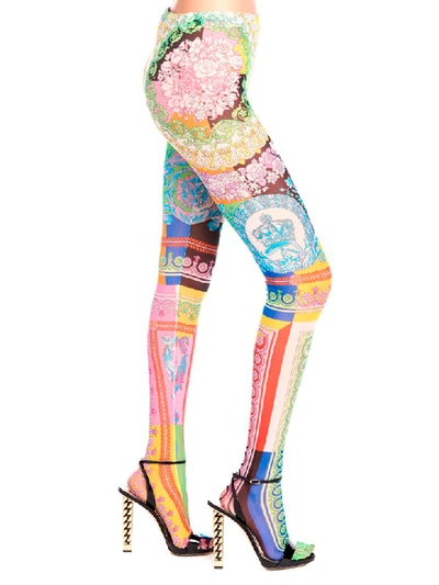 Shop Versace Techniclor Baroc Tights In Multicolor