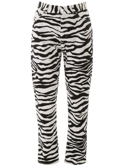 Shop Attico Zebra Print Trousers In Bianco Nero (black)