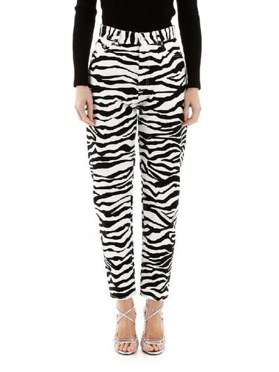 Shop Attico Zebra Print Trousers In Bianco Nero (black)