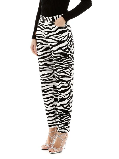 Shop Attico Zebra Print Trousers In Bianco Nero (black)