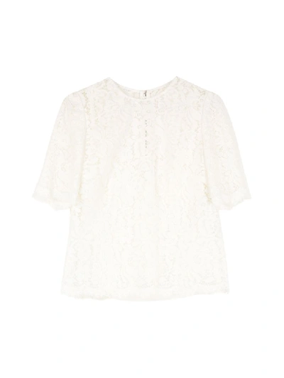 Shop Dolce & Gabbana Lace Top In White