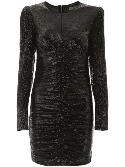 Shop Michael Michael Kors Draped Sequins Dress In Black (black)