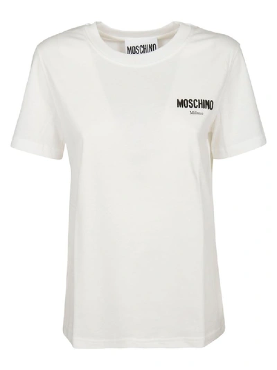 Shop Moschino Logo Chest T-shirt In White