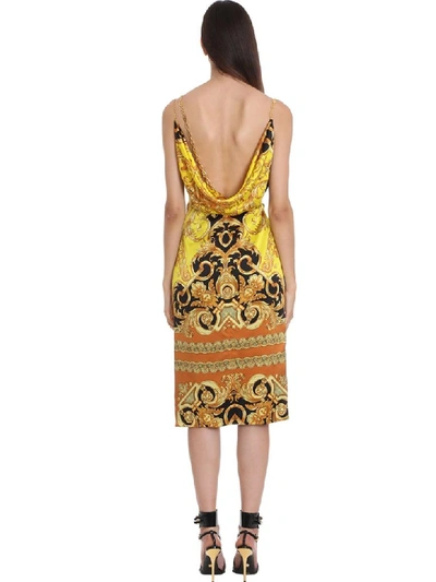 Shop Versace Dress In Yellow Silk