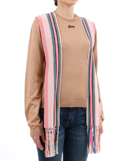 Shop Loewe Sweater Stripe Bands In Beige