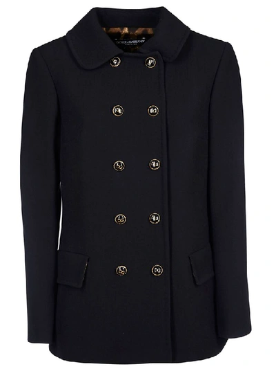 Shop Dolce & Gabbana Double Breasted Buttoned Coat In Black