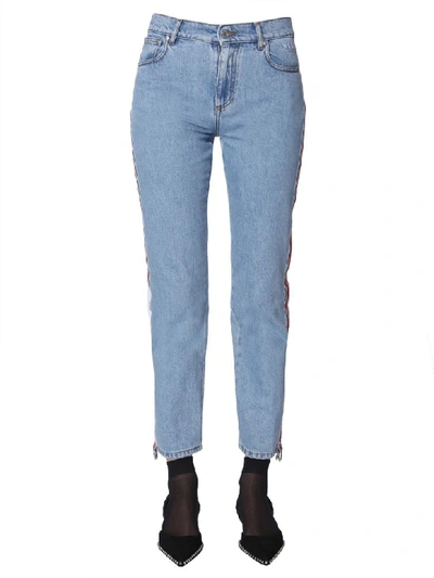 Shop Msgm Slim Fit Jeans In Blu