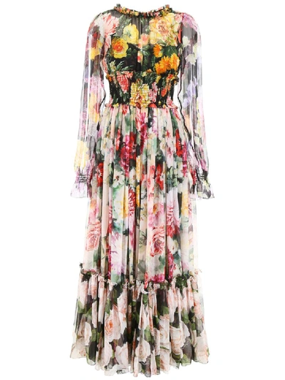 Shop Dolce & Gabbana Floral-printed Dress In Mix Fiori (yellow)