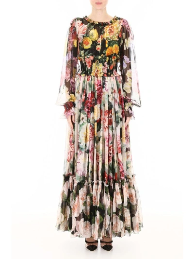 Shop Dolce & Gabbana Floral-printed Dress In Mix Fiori (yellow)