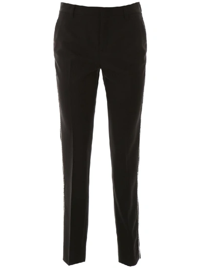 Shop Miu Miu Crystal-embellished Trousers In Nero (black)